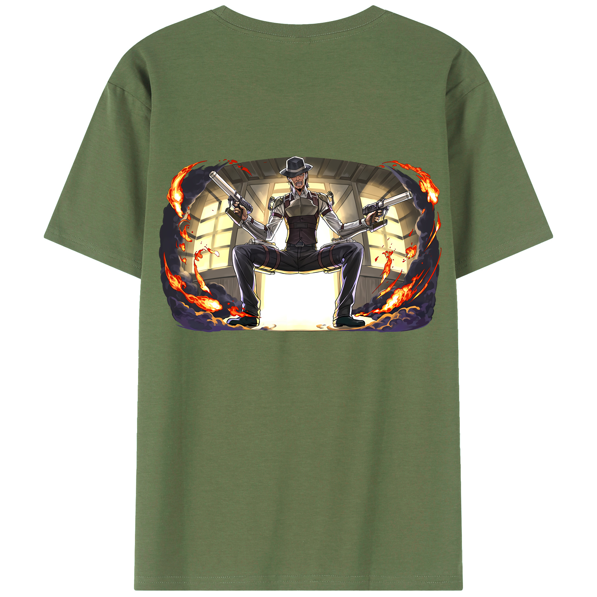 （画像用） 進撃の巨人 ケニー·アッカーマン Attack on Titan Kenny Ackerman 綿100％ メンズ半袖Tシャツ（バックプリント） 通気性